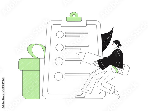 Invite friends to conduct questionnaire flat vector concept operation hand drawn illustration
