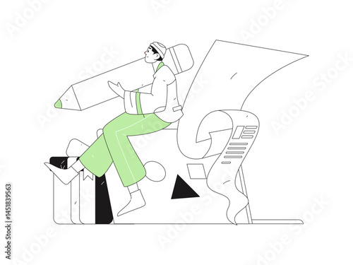 Invite friends to conduct questionnaire flat vector concept operation hand drawn illustration
