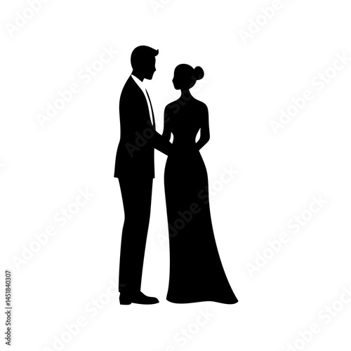 Romantic Couple Silhouette Gazing at Each Other
