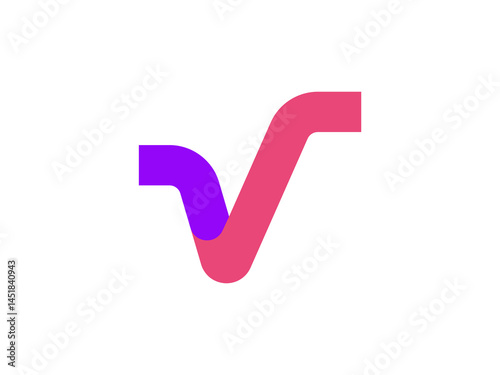 creative v letter logo with checkmark