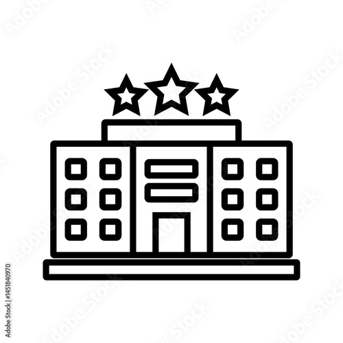 hotel in three star style with white background