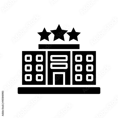 hotel in three star style with white background