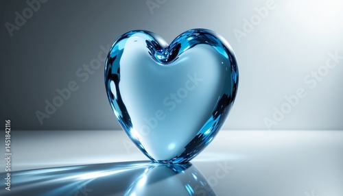 minimalist glass heart sculpture with anatomical accuracy and subtle reflections