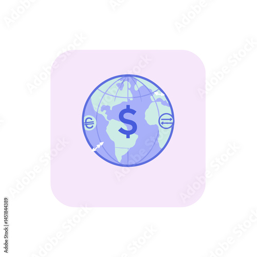 Global finance concept: Depicting a globe with currency symbols indicating global economics and financial opportunities.