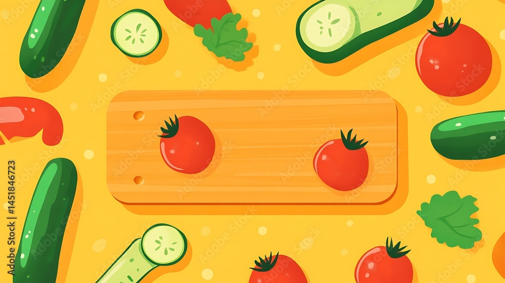 Fresh Veggies with Chopping Board, and Flatlay. Fresh Veggies with Chopping Board, and Flatlay.