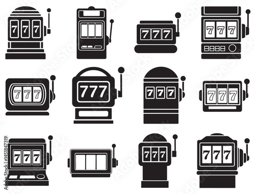 SLOT MACHINE SILHOUETTE WHITE BACKGROUND