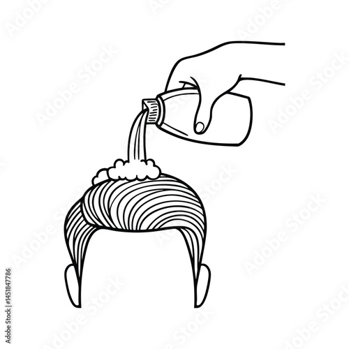 A hand pouring shampoo onto hair and gently scrubbing it