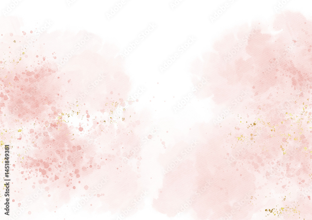 Obraz premium Modern abstract luxury wedding invitation designs or card templates for greetings or invitations on valentines Day background with Pastel pink watercolor paint brush glitter gold for wedding elements