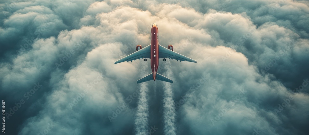 Naklejka premium Airplane Soaring Above Cloudscape