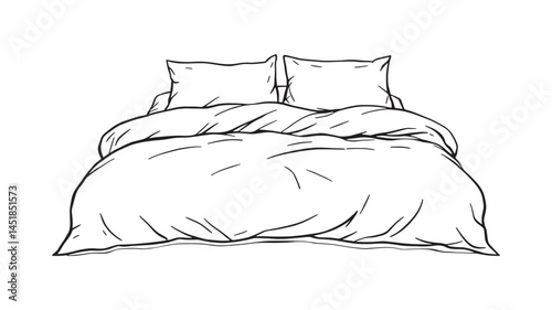 Cotton Bedspread Line Art Illustration with Delicate Details