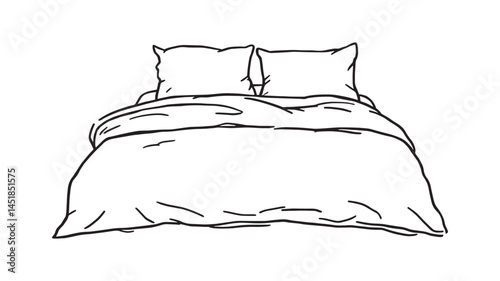 Cotton Bedspread Line Art Illustration in Elegant Simplicity