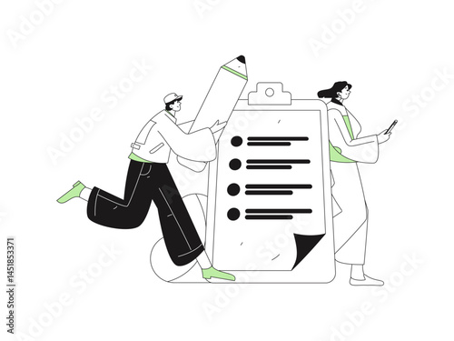 Invite friends to conduct questionnaire flat vector concept operation hand drawn illustration
