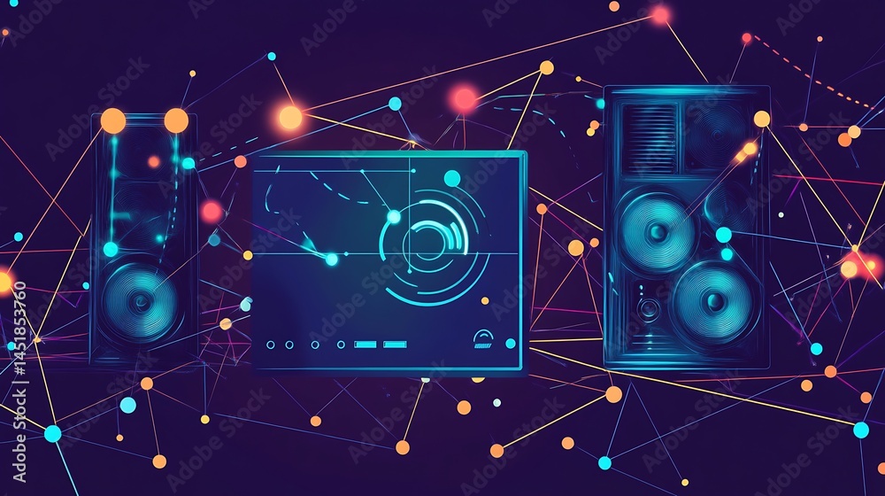 Fototapeta premium Digital Audio System with Networked.
