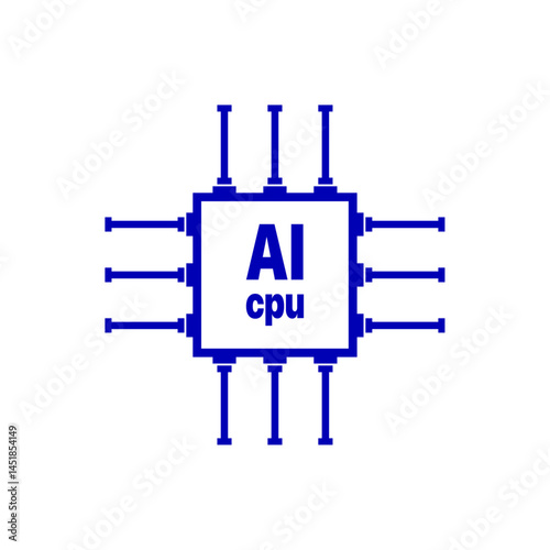 Artificial intelligence AI processor setting vector icon web site, logo, social media. vector	