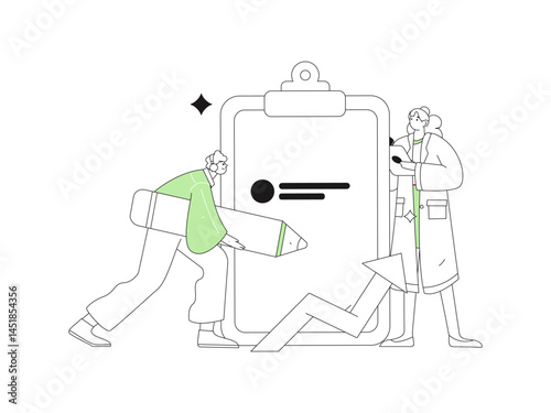 Invite friends to conduct questionnaire flat vector concept operation hand drawn illustration
