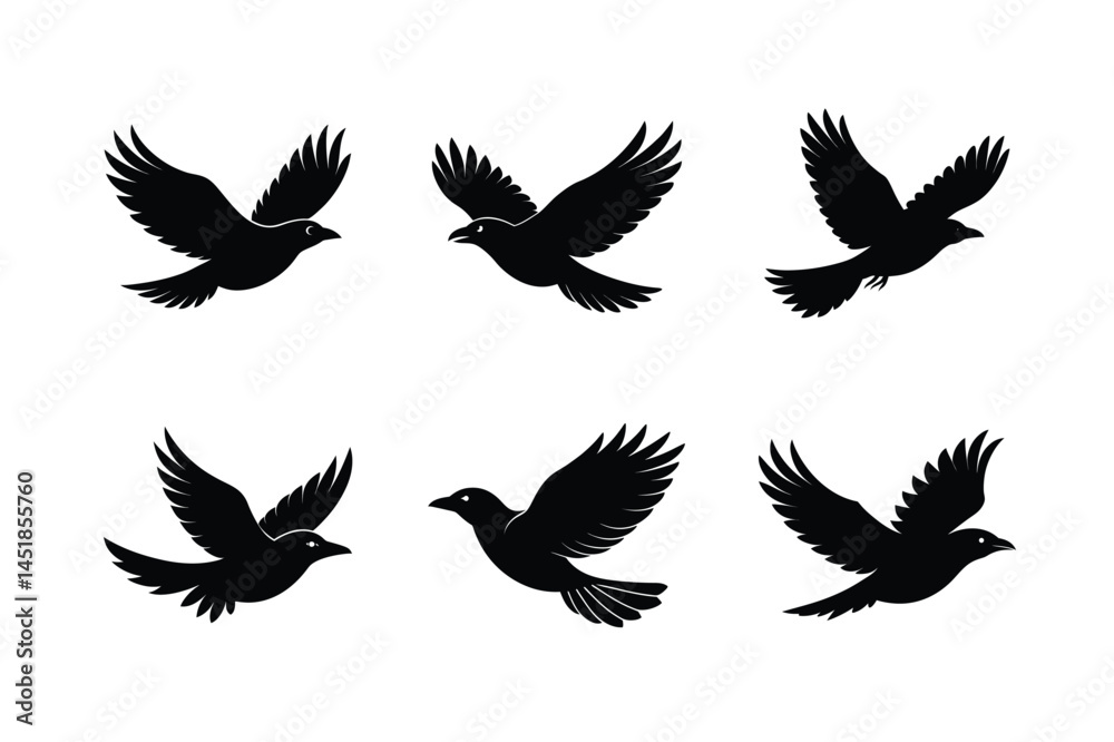 Minimal Black Bird Silhouette Vector Illustration Minimal Black Bird Silhouette Vector Illustration