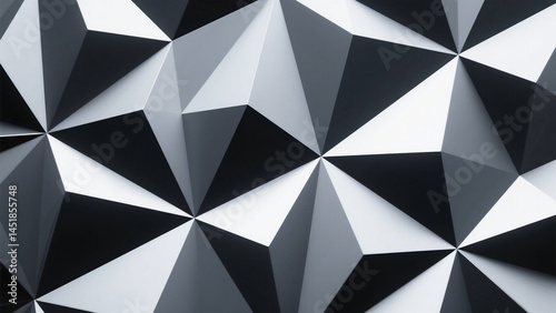 Abstract geometric pattern with triangles creates a futuristic black and white design texture