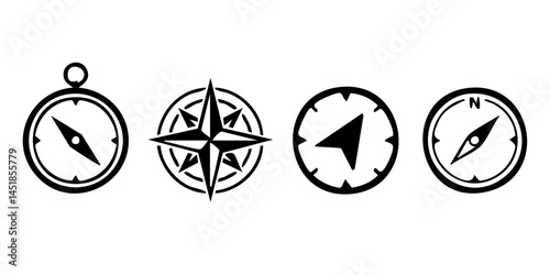 Compass Direction Vector – Navigation and Orientation Symbol Design

