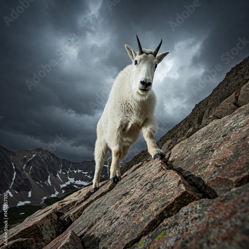 mountain goat on a cliff face
