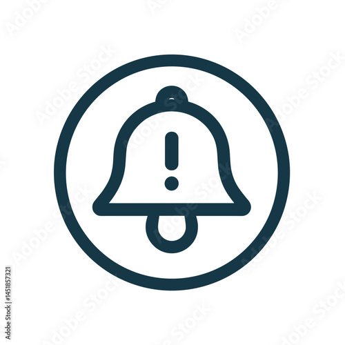 vector notification bell icon with exclamation mark in circular design, copy space