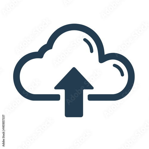 vector cloud upload icon with upward arrow in minimal design