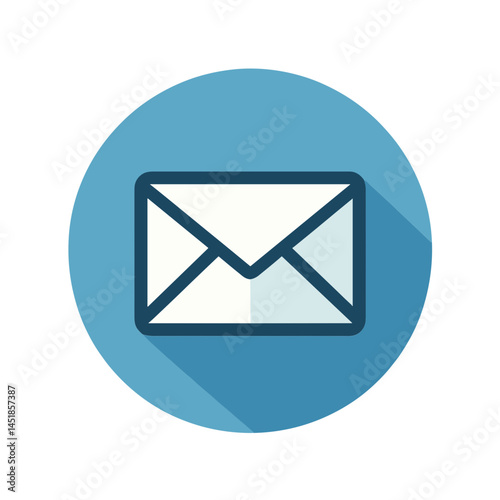 vector envelope icon representing email communication in blue colors, copy space