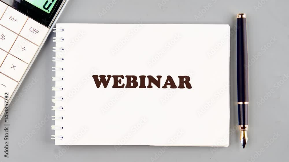 Animation of the WEBINAR text. Internet website web page concept