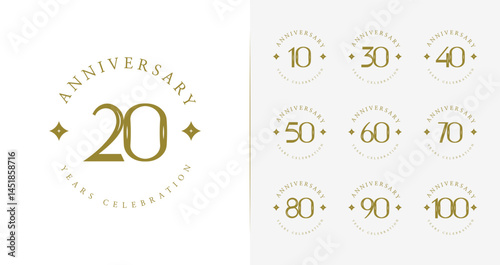 Premium emblem anniversary logo design. Birthday symbol with elegant and luxury style for celebration