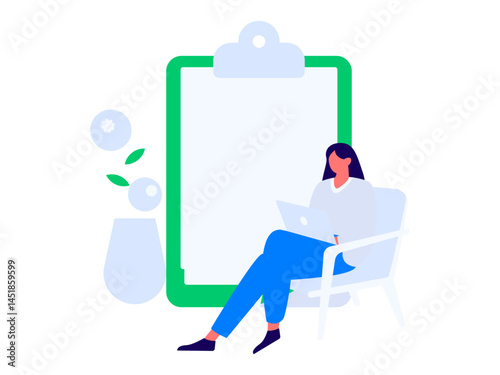 Invite friends to conduct questionnaire flat vector concept operation hand drawn illustration
