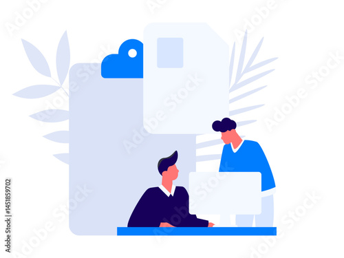 Invite friends to conduct questionnaire flat vector concept operation hand drawn illustration
