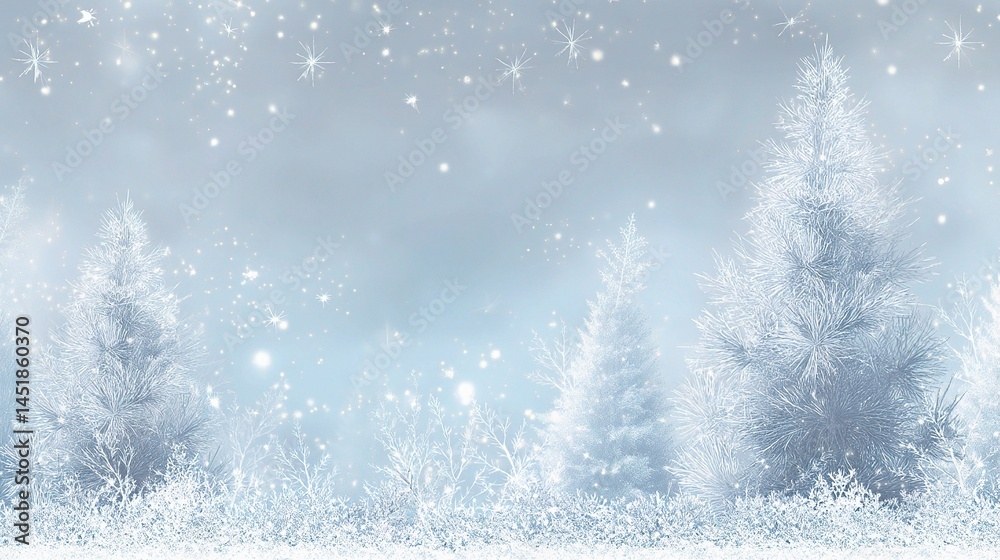 Frosted Winter Wonderland with Snowy Trees and Sparkling Background Frosted Winter Wonderland with Snowy Trees and Sparkling Background