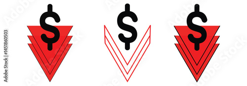 set of multiple designs of cost reduction icon