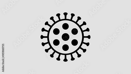 Illustration of a black virus cell with projections and internal circles