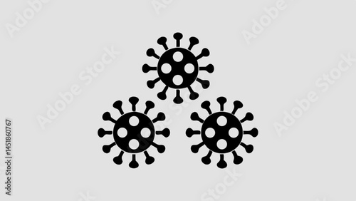 Illustration of three black virus cells arranged in a triangular formation
