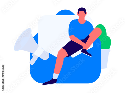 Invite friends to conduct questionnaire flat vector concept operation hand drawn illustration

