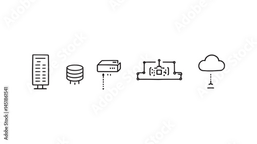 Elastic Compute Resource Line Art Visualizing Scalable Cloud Computing