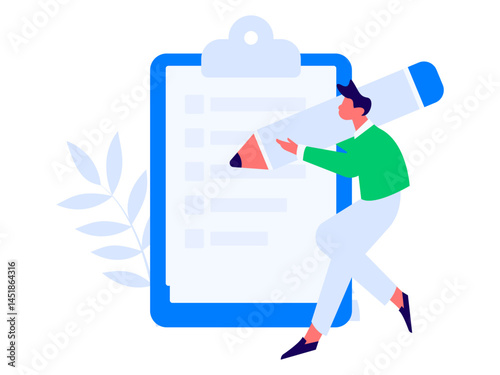 Invite friends to conduct questionnaire flat vector concept operation hand drawn illustration
