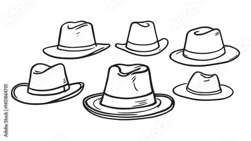 Felt Hat Line Art Illustration Bold and Artistic Representation