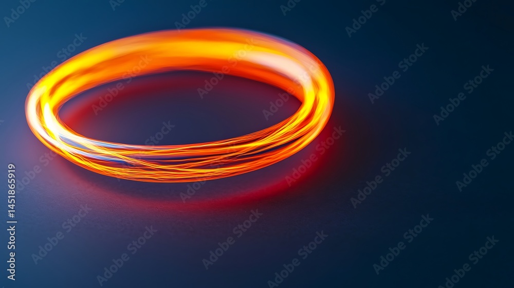 A glowing orange light ring floats above a dark surface, creating a futuristic and vibrant visual effect. A glowing orange light ring floats above a dark surface, creating a futuristic and vibrant visual effect.