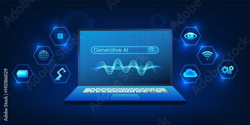 Laptop showing the process of generating video using AI, reflecting the use Generative AI technology to automate video production, demonstrating innovation that combines creativity with intelligence