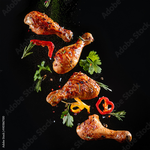 Cosce di pollo arrosto con verdure photo