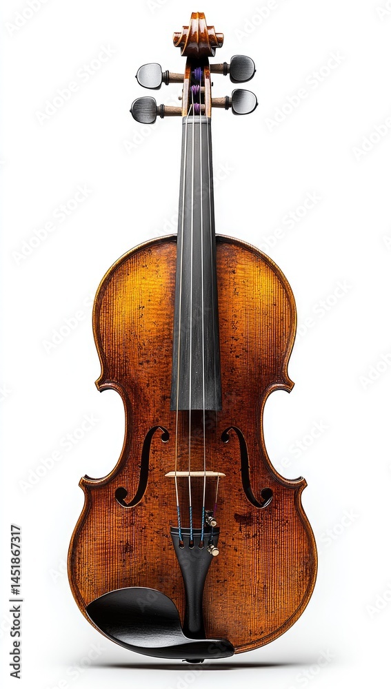 Obraz premium Antique violin, isolated, white background, music