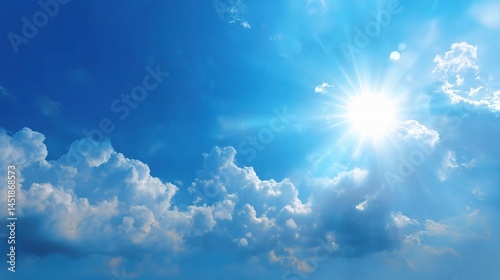 Bright Blue Sky with Light Flares and Peaceful Atmosphere