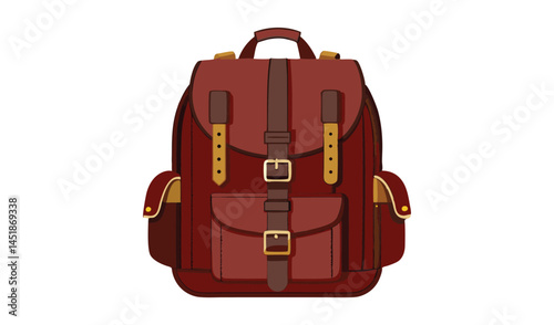 red backpack isolated on white