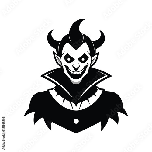 Dark Gothic Clown icon of silhouette vector illustration on white background