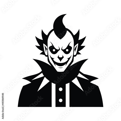 Dark Gothic Clown icon of silhouette vector illustration on white background