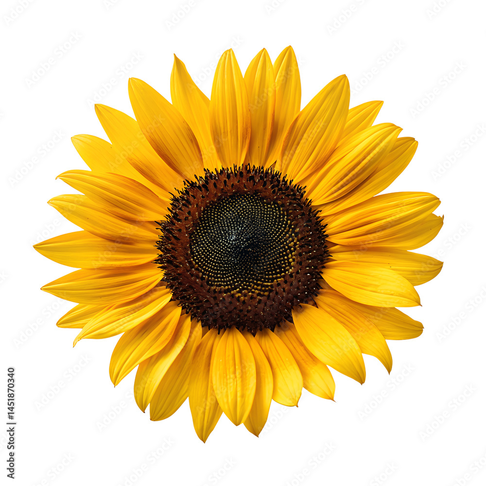 Naklejka premium Sunflower head isolated on transparent background