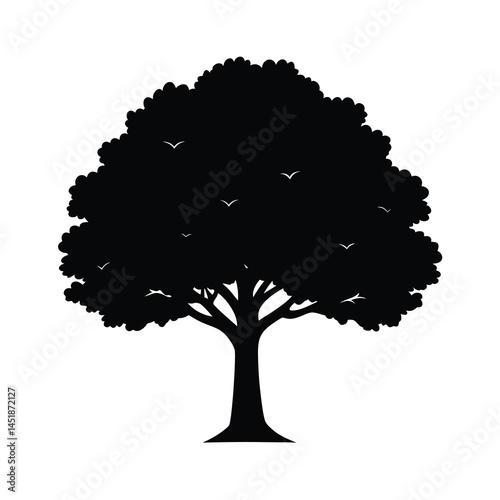 big tree silhouette vector with rich details and 9