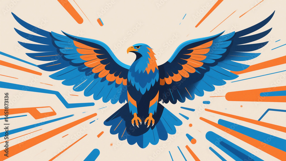 Obraz premium Majestic Blue Eagle with Spread Wings