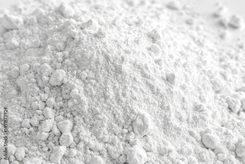 Pile of white powder, close-up.  Fine, granular texture.  High-angle view.  Uniformly distributed